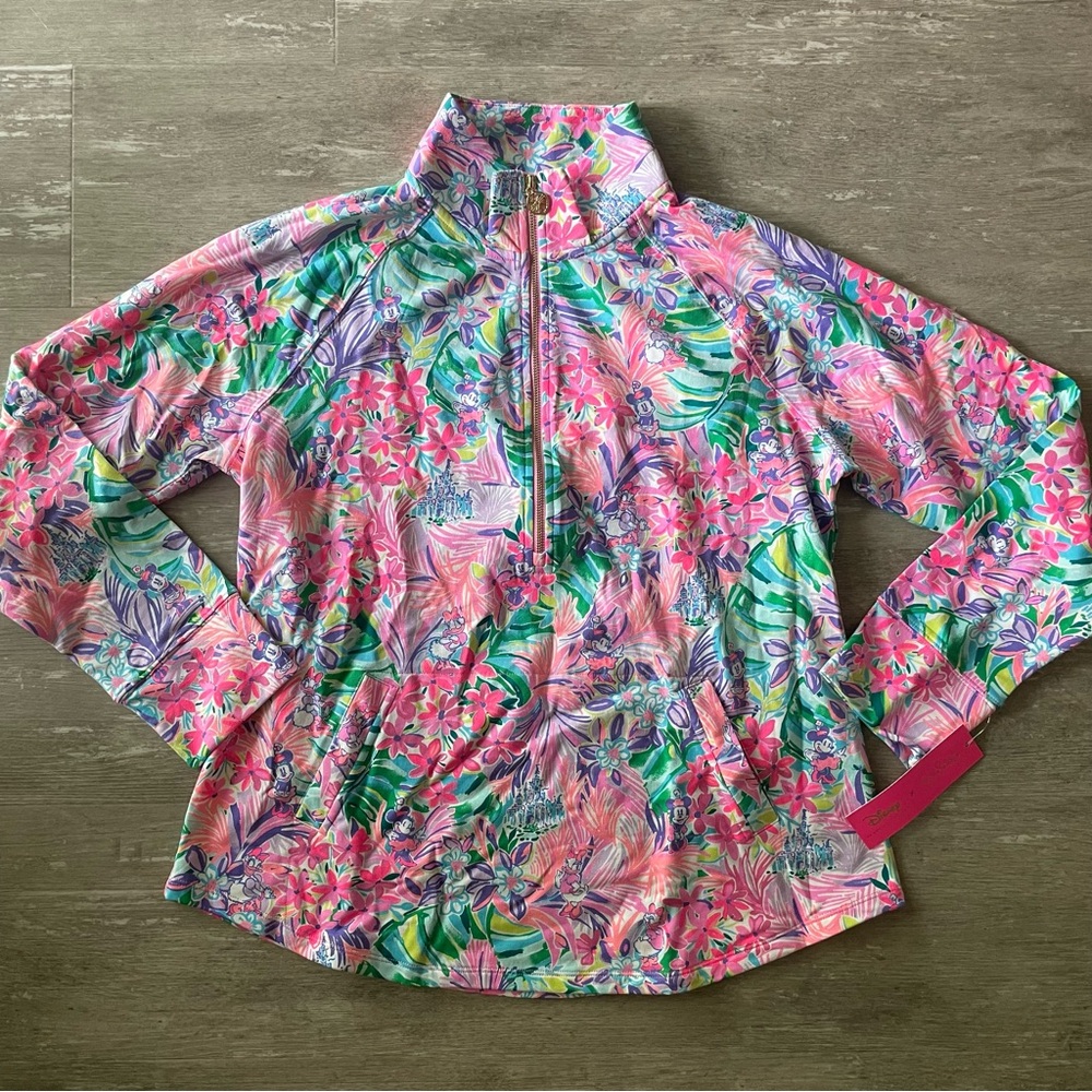 NWT Disney popover Lilly Pulitzer Tropical Floral Zip-Up Sweatshirt